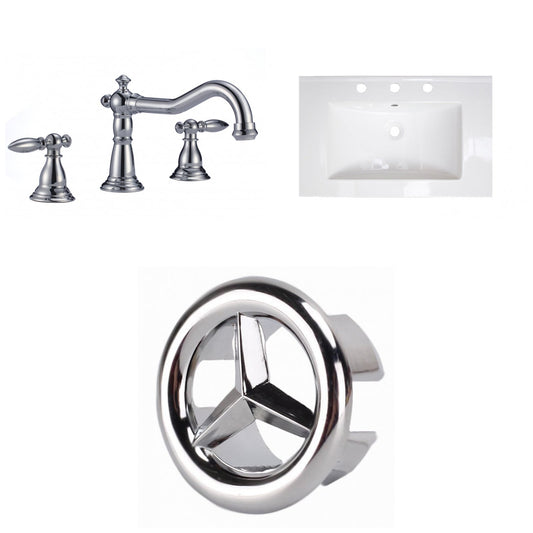 American Imaginations AI-24689 24" White Rectangular Drop In Transitional Ceramic Top Set