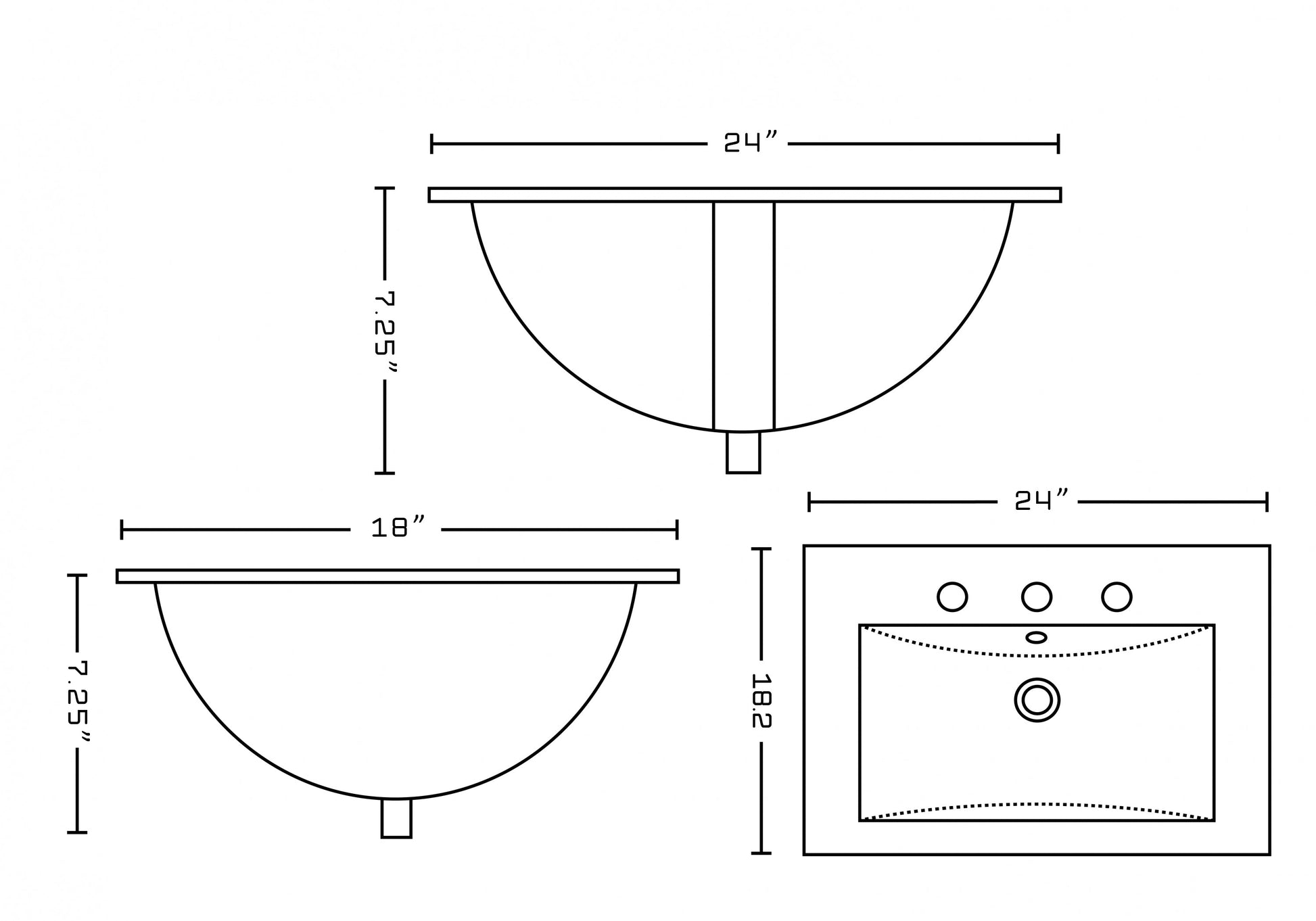 American Imaginations AI-24690 24" White Rectangular Drop In Transitional Ceramic Top Set