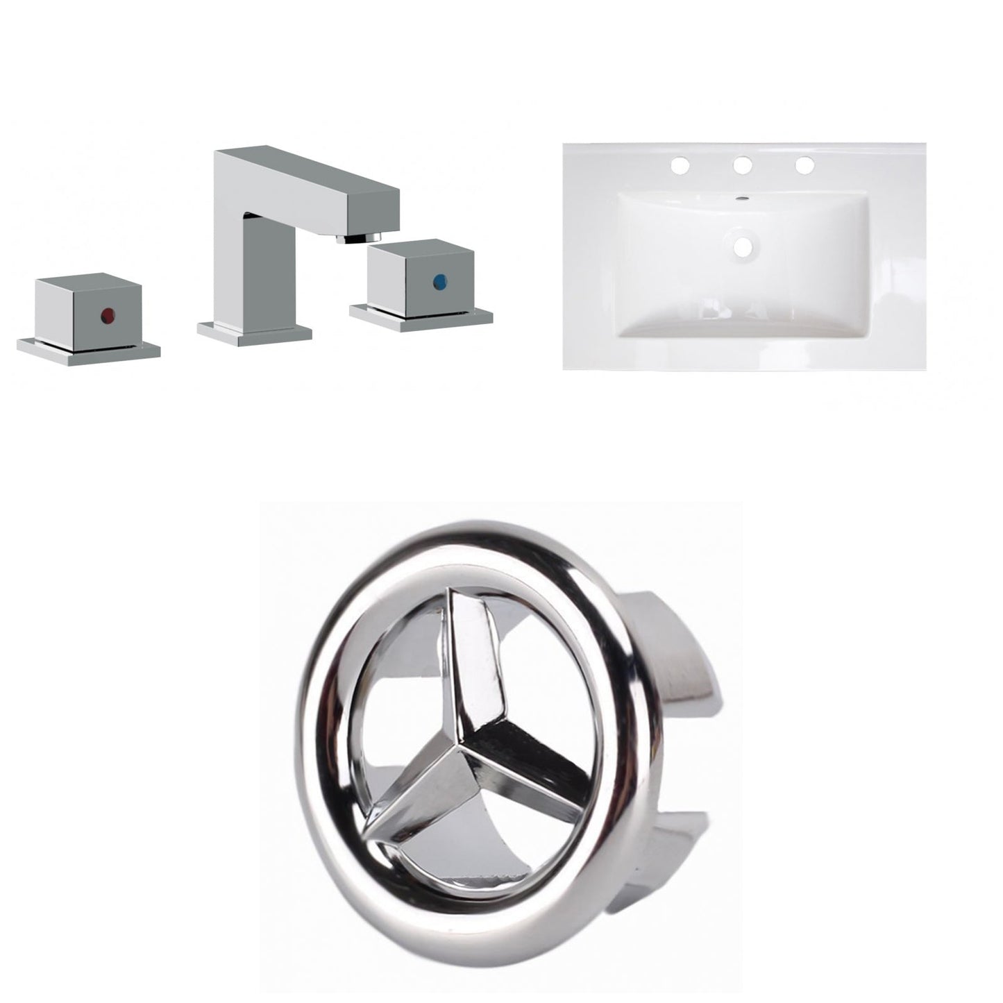 American Imaginations AI-24691 24" White Rectangular Drop In Transitional Ceramic Top Set