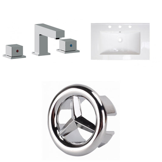 American Imaginations AI-24691 24" White Rectangular Drop In Transitional Ceramic Top Set