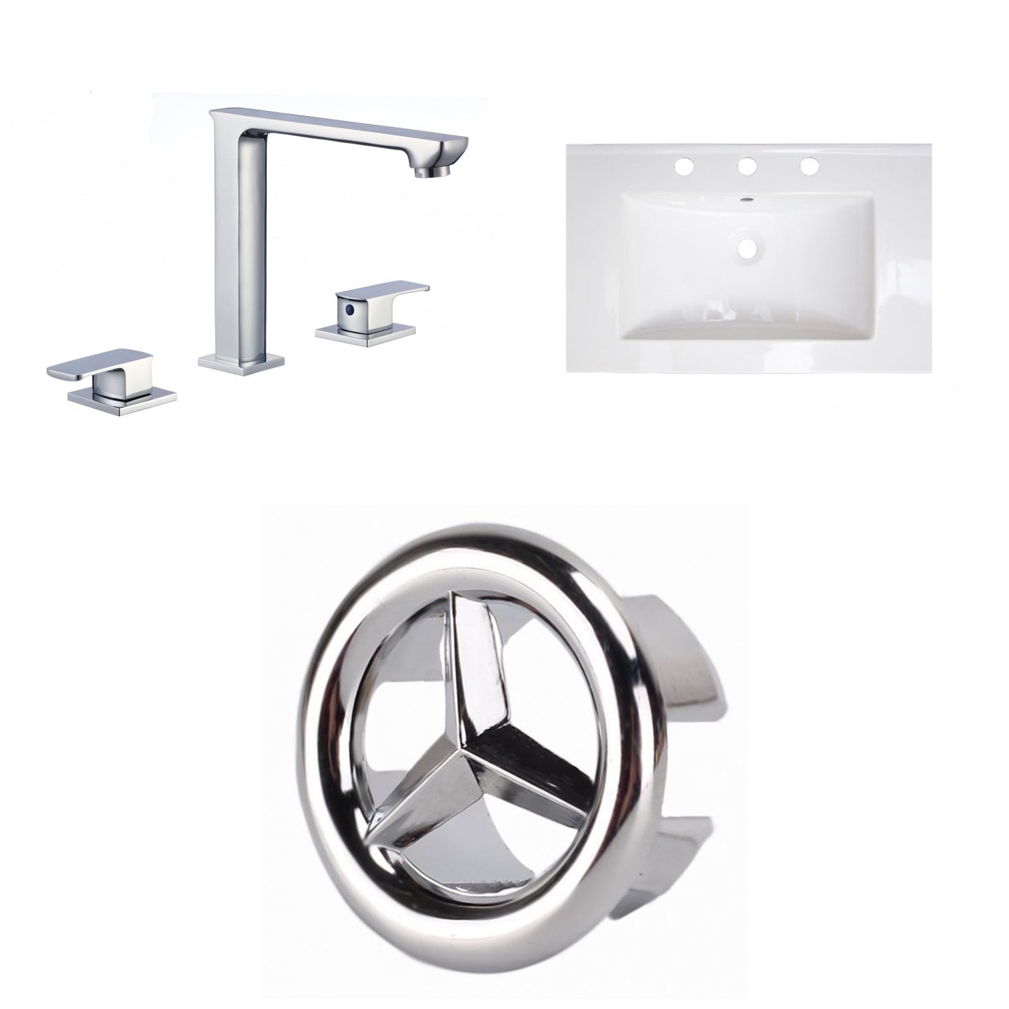 American Imaginations AI-24692 24" White Rectangular Drop In Transitional Ceramic Top Set