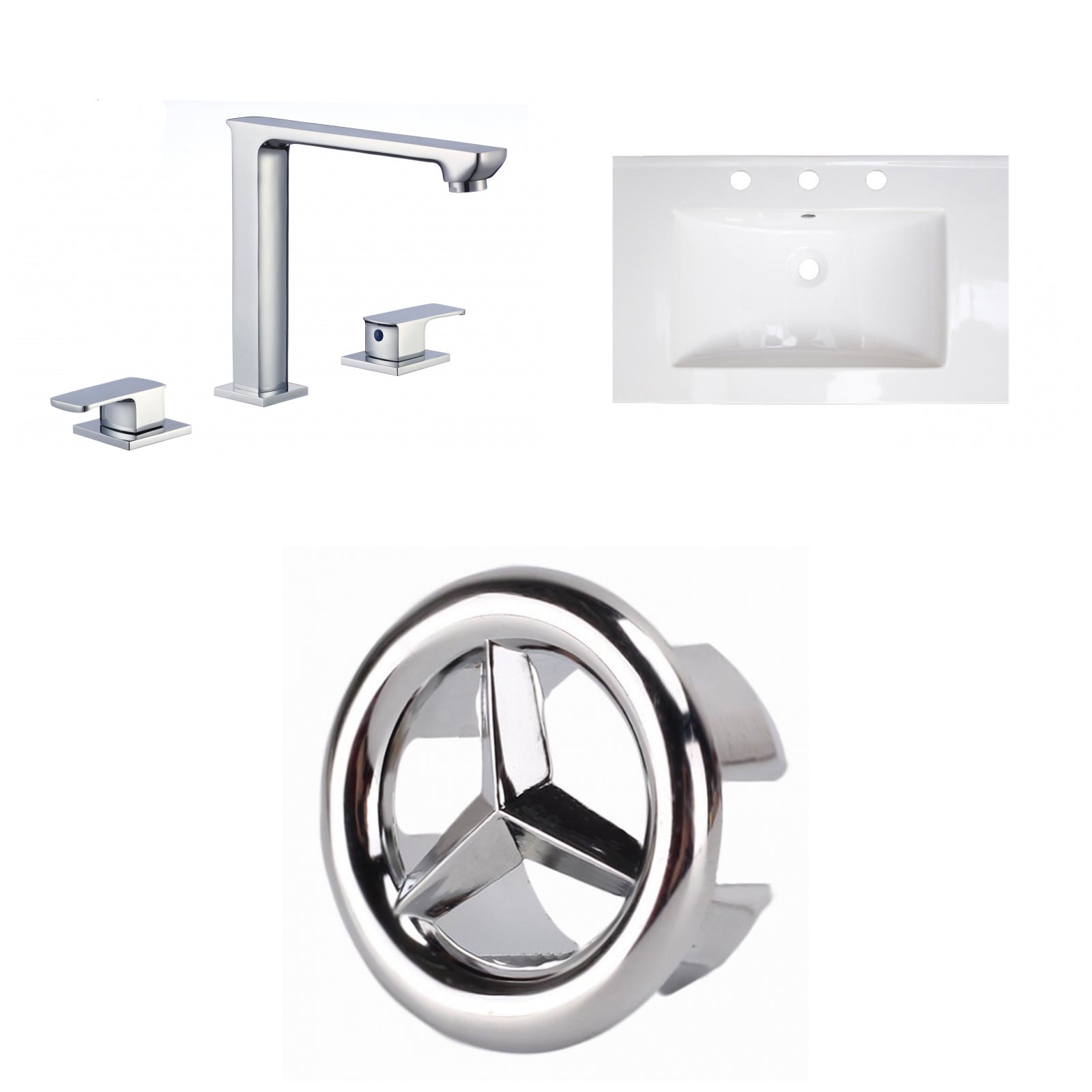 American Imaginations AI-24692 24" White Rectangular Drop In Transitional Ceramic Top Set