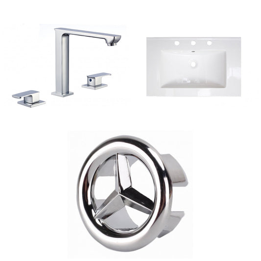 American Imaginations AI-24692 24" White Rectangular Drop In Transitional Ceramic Top Set