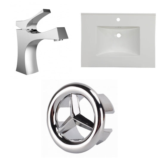 American Imaginations AI-24693 31" White Rectangular Drop In Transitional Ceramic Top Set