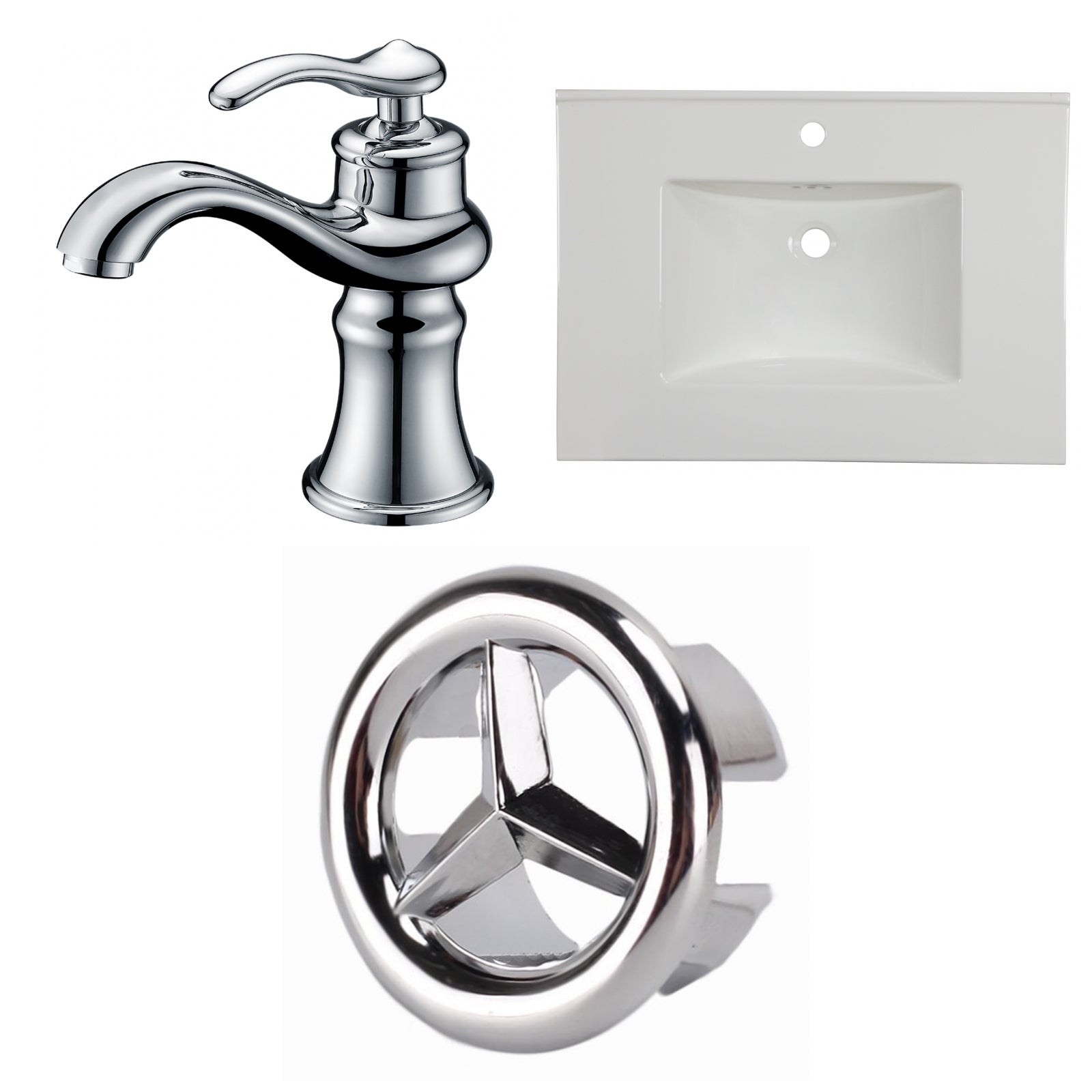 American Imaginations AI-24694 31" White Rectangular Drop In Transitional Ceramic Top Set