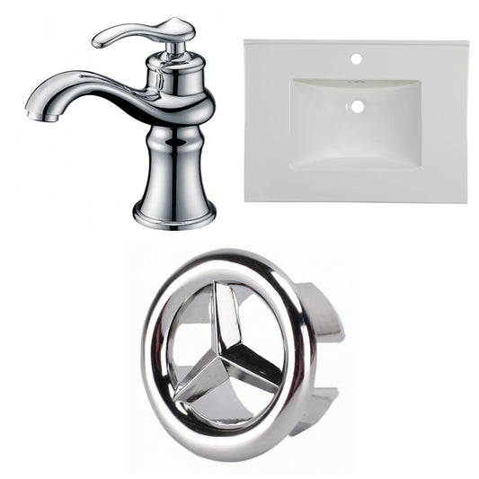 American Imaginations AI-24694 31" White Rectangular Drop In Transitional Ceramic Top Set
