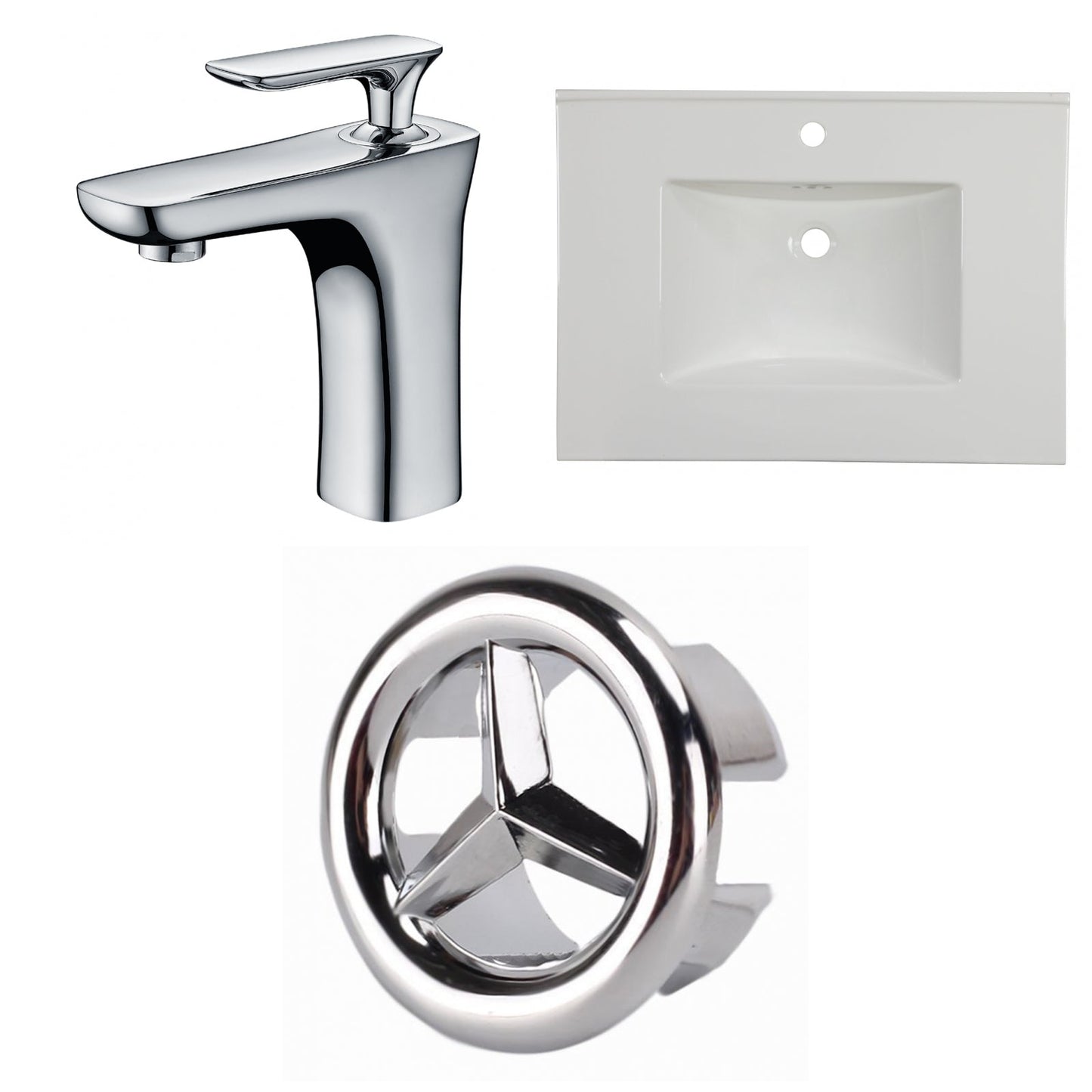 American Imaginations AI-24696 31" White Rectangular Drop In Transitional Ceramic Top Set
