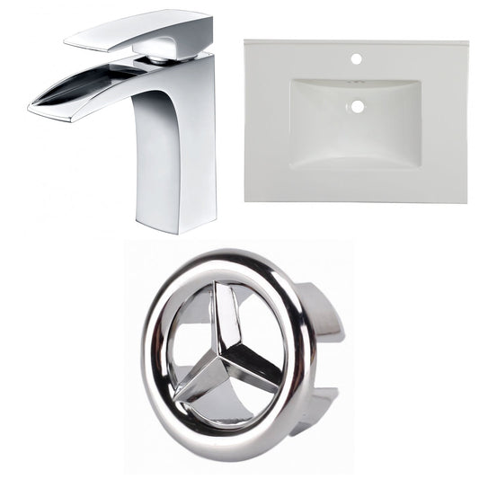 American Imaginations AI-24697 31" White Rectangular Drop In Transitional Ceramic Top Set