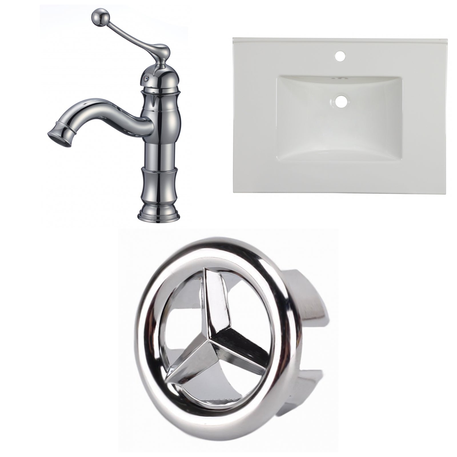 American Imaginations AI-24698 31" White Rectangular Drop In Transitional Ceramic Top Set