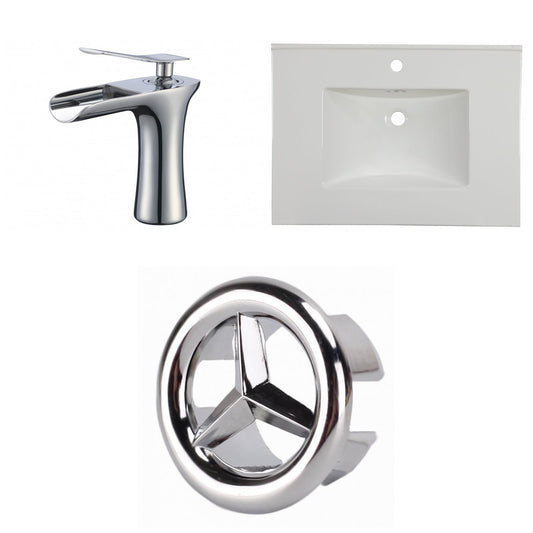 American Imaginations AI-24699 31" White Rectangular Drop In Transitional Ceramic Top Set