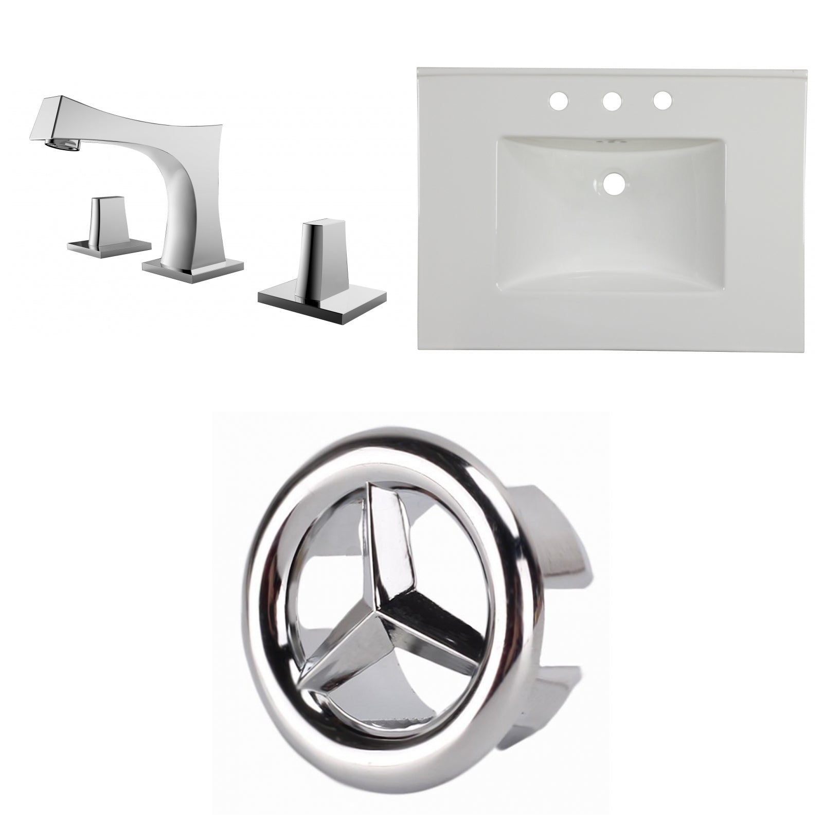American Imaginations AI-24701 31" White Rectangular Drop In Transitional Ceramic Top Set