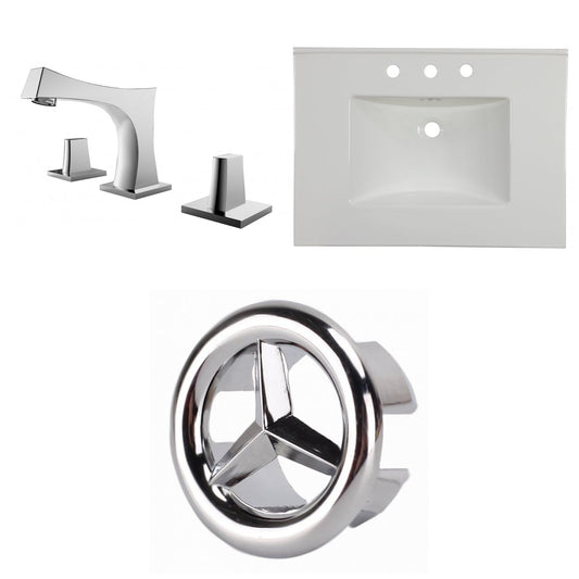 American Imaginations AI-24701 31" White Rectangular Drop In Transitional Ceramic Top Set