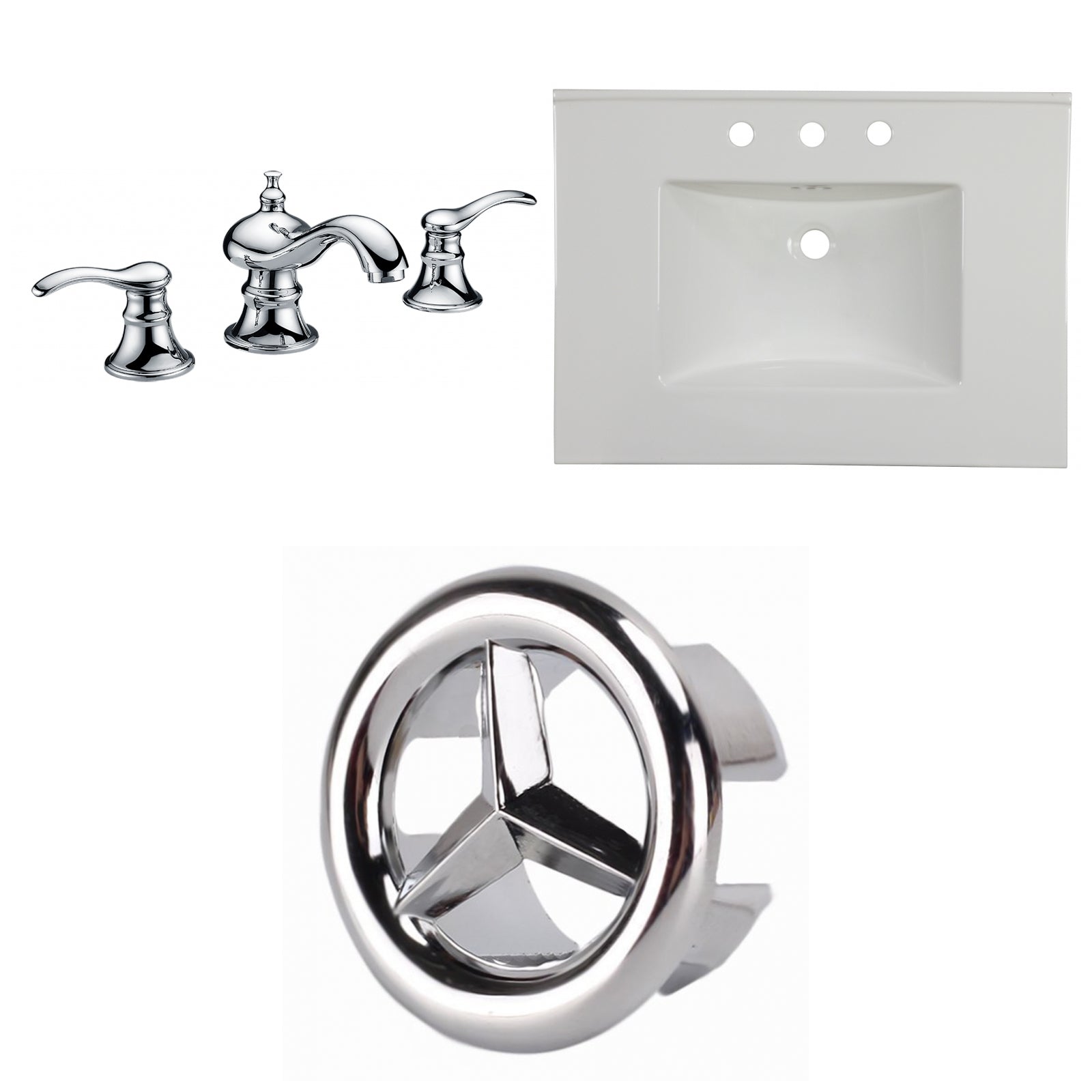 American Imaginations AI-24702 31" White Rectangular Drop In Transitional Ceramic Top Set