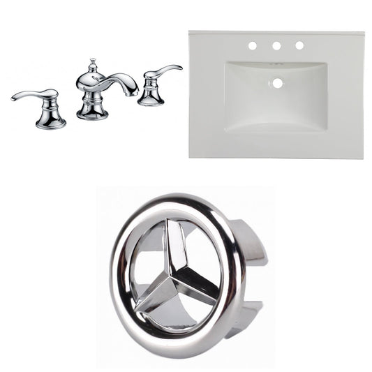 American Imaginations AI-24702 31" White Rectangular Drop In Transitional Ceramic Top Set