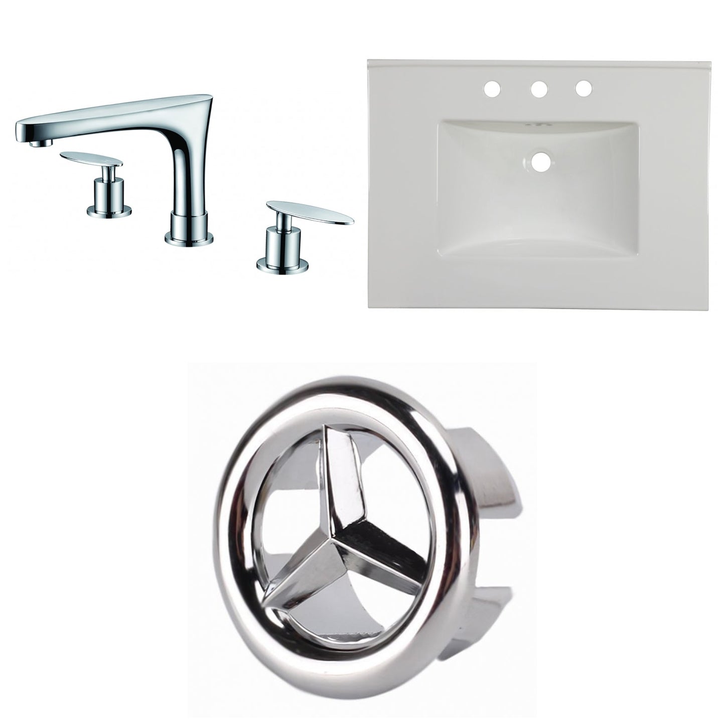 American Imaginations AI-24703 31" White Rectangular Drop In Transitional Ceramic Top Set