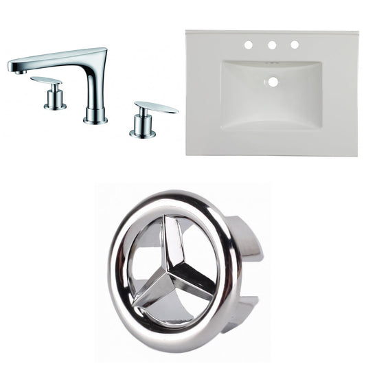 American Imaginations AI-24703 31" White Rectangular Drop In Transitional Ceramic Top Set