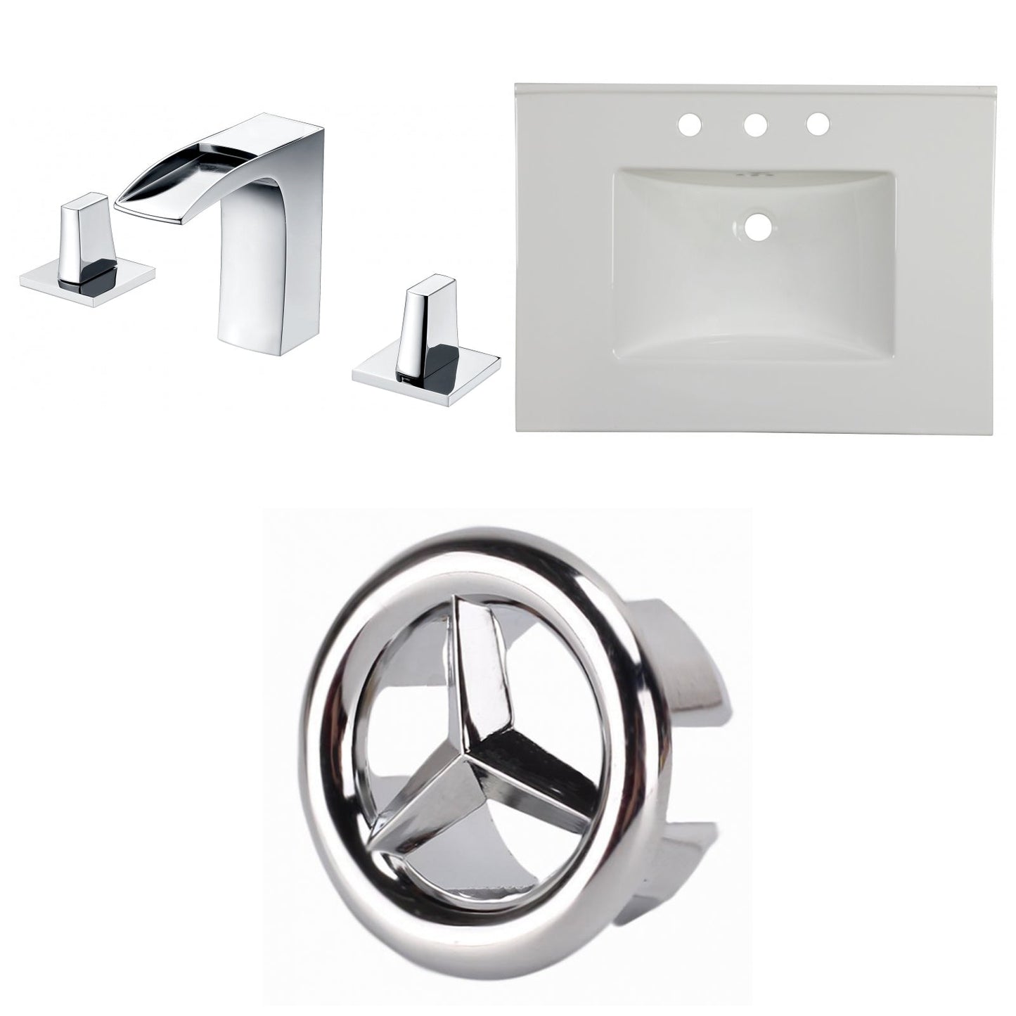 American Imaginations AI-24704 31" White Rectangular Drop In Transitional Ceramic Top Set
