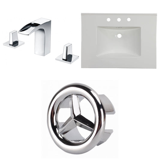 American Imaginations AI-24704 31" White Rectangular Drop In Transitional Ceramic Top Set