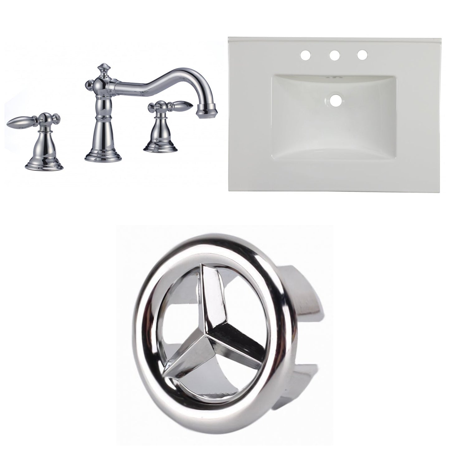 American Imaginations AI-24705 31" White Rectangular Drop In Transitional Ceramic Top Set