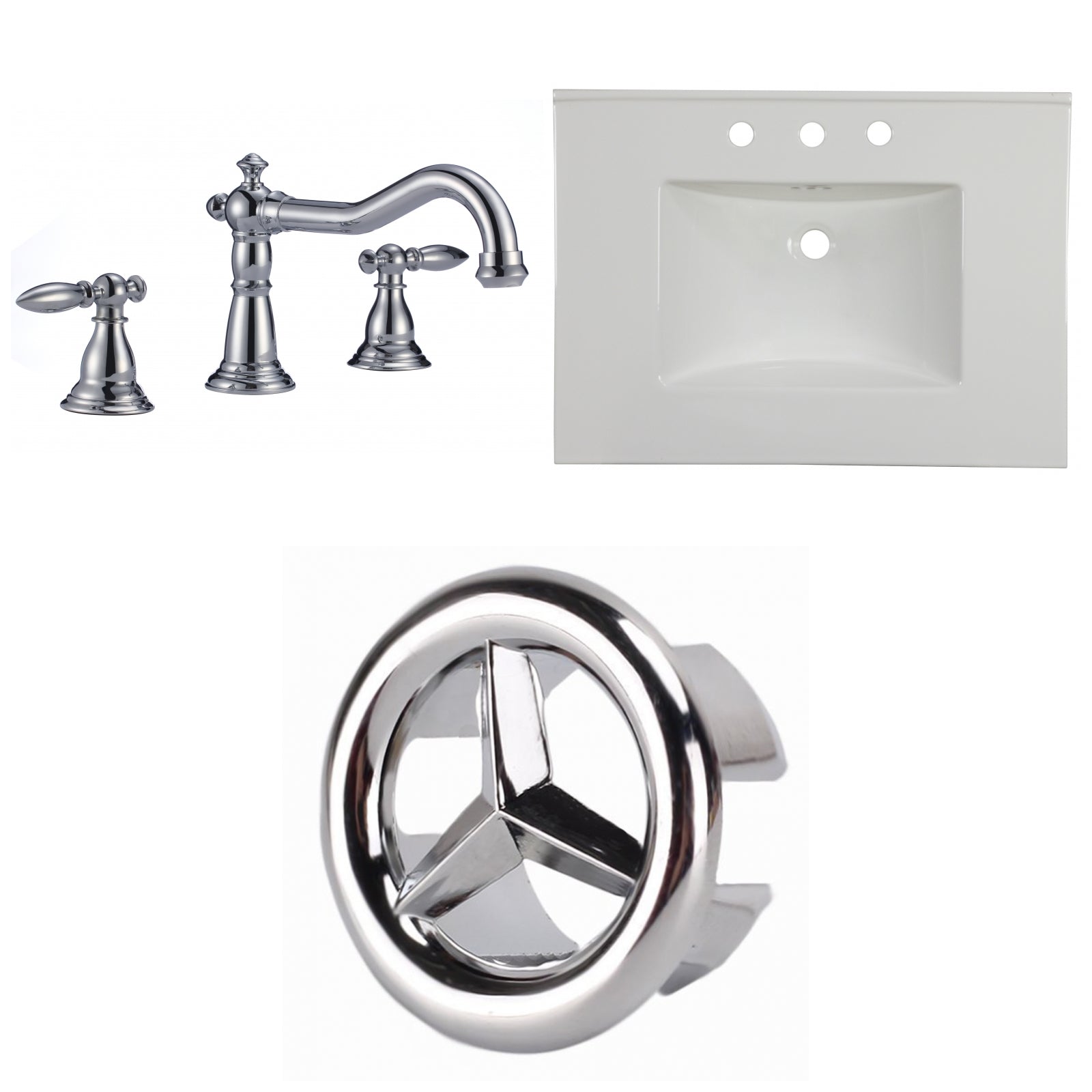American Imaginations AI-24705 31" White Rectangular Drop In Transitional Ceramic Top Set