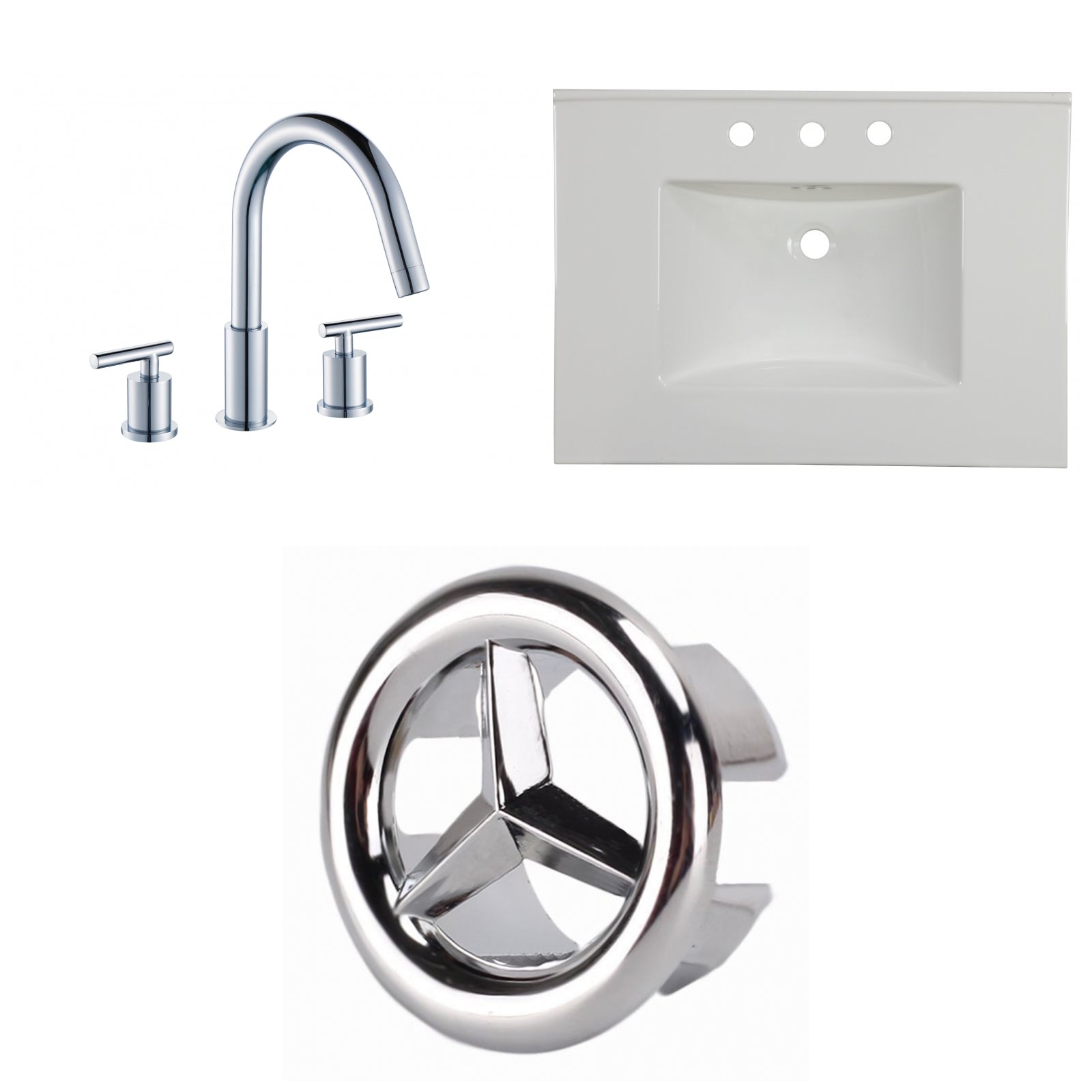 American Imaginations AI-24706 31" White Rectangular Drop In Transitional Ceramic Top Set