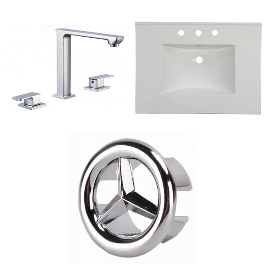 American Imaginations AI-24708 31" White Rectangular Drop In Transitional Ceramic Top Set