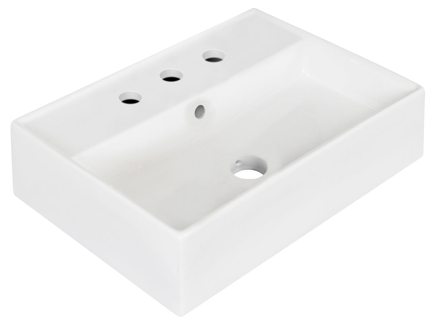 American Imaginations AI-26216 20" White Rectangular Wall Mount Modern Bathroom Vessel Sink Set