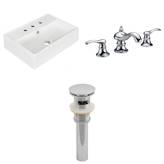 American Imaginations AI-26216 20" White Rectangular Wall Mount Modern Bathroom Vessel Sink Set