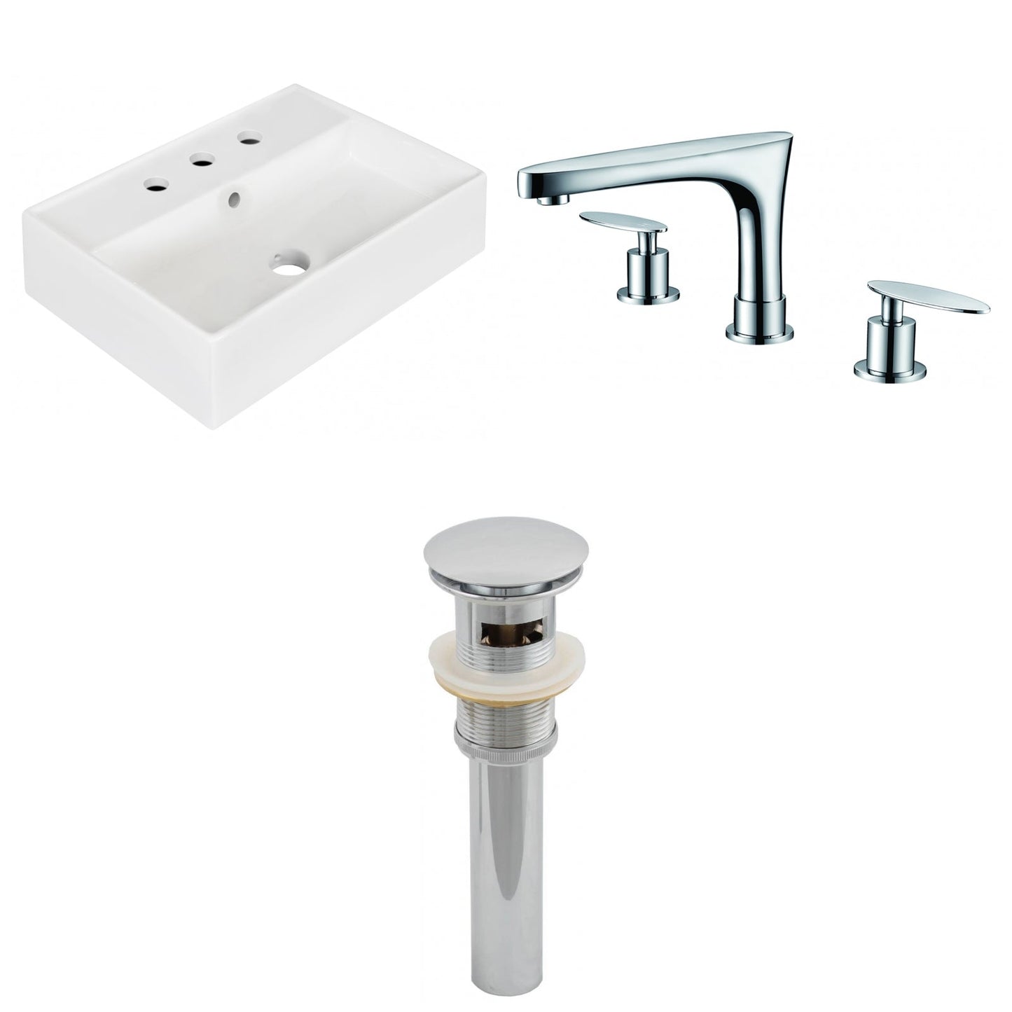 American Imaginations AI-26217 20" White Rectangular Wall Mount Modern Bathroom Vessel Sink Set