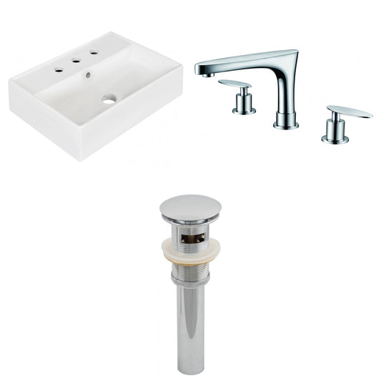 American Imaginations AI-26217 20" White Rectangular Wall Mount Modern Bathroom Vessel Sink Set