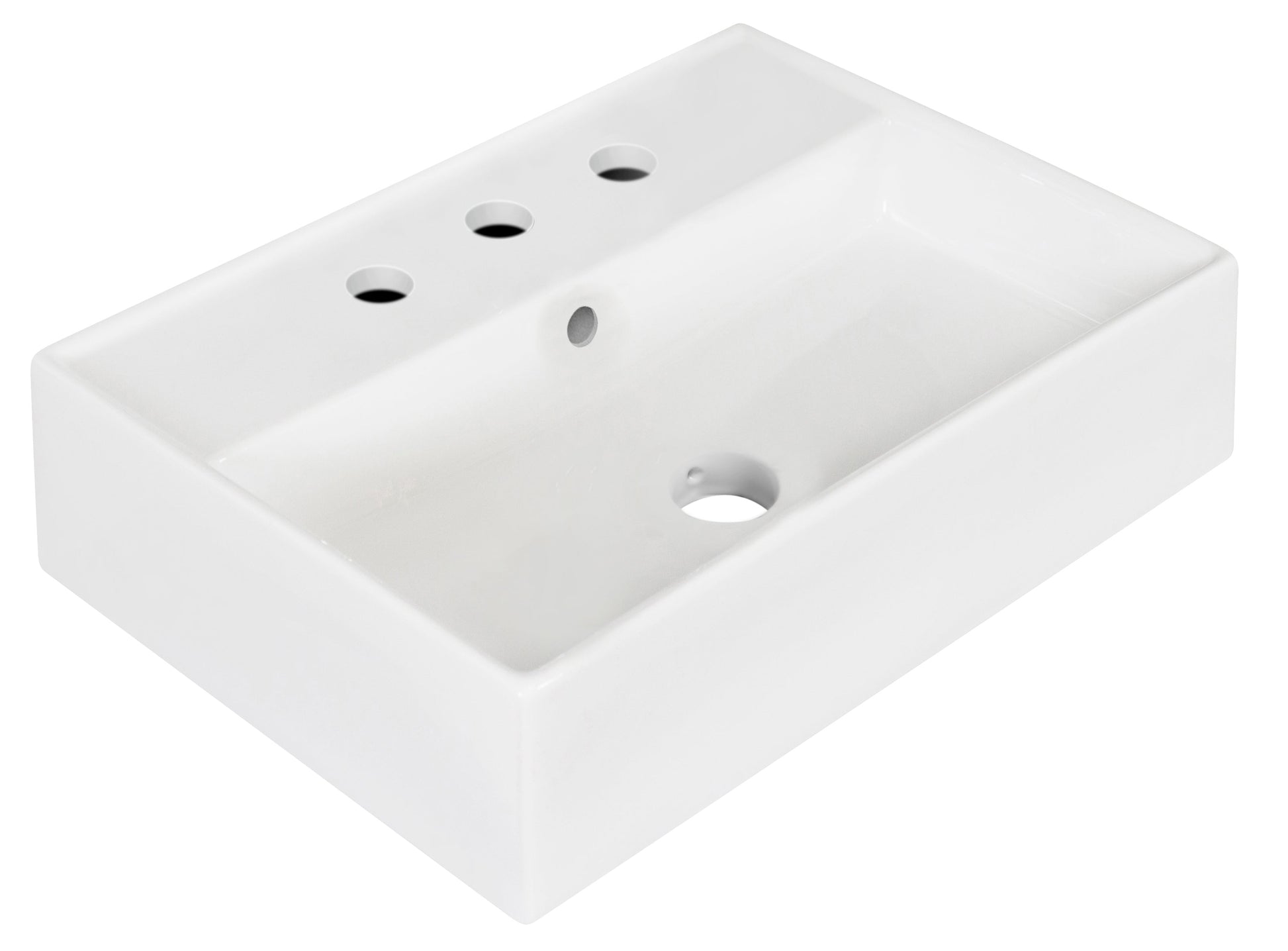 American Imaginations AI-26219 20" White Rectangular Wall Mount Modern Bathroom Vessel Sink Set