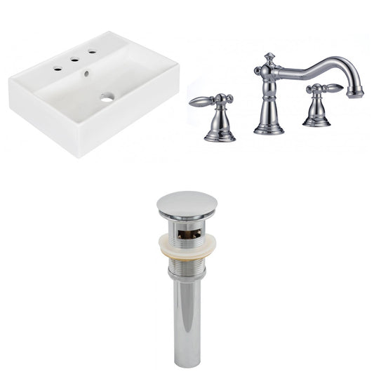 American Imaginations AI-26219 20" White Rectangular Wall Mount Modern Bathroom Vessel Sink Set