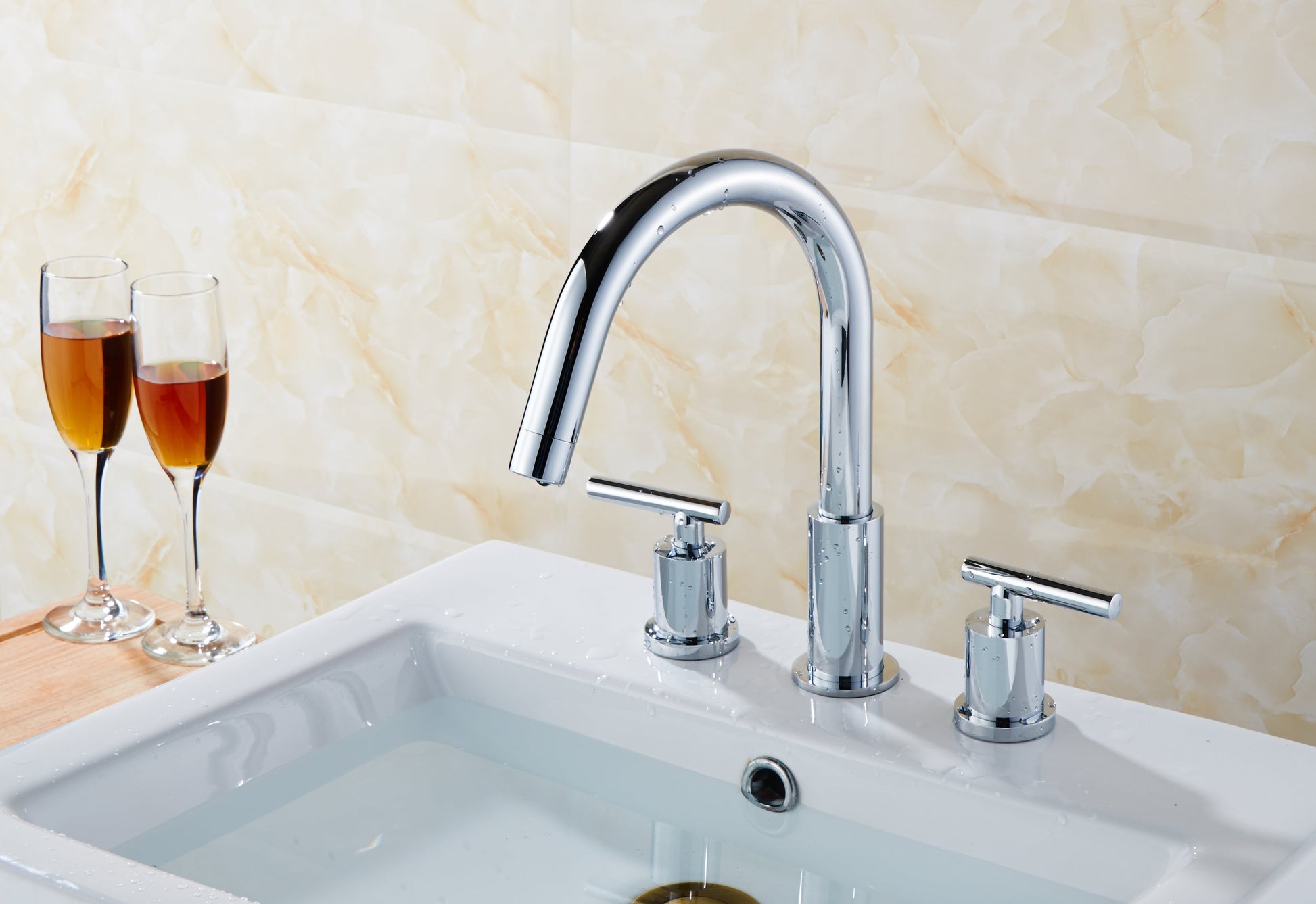 American Imaginations AI-26220 20" White Rectangular Wall Mount Modern Bathroom Vessel Sink Set