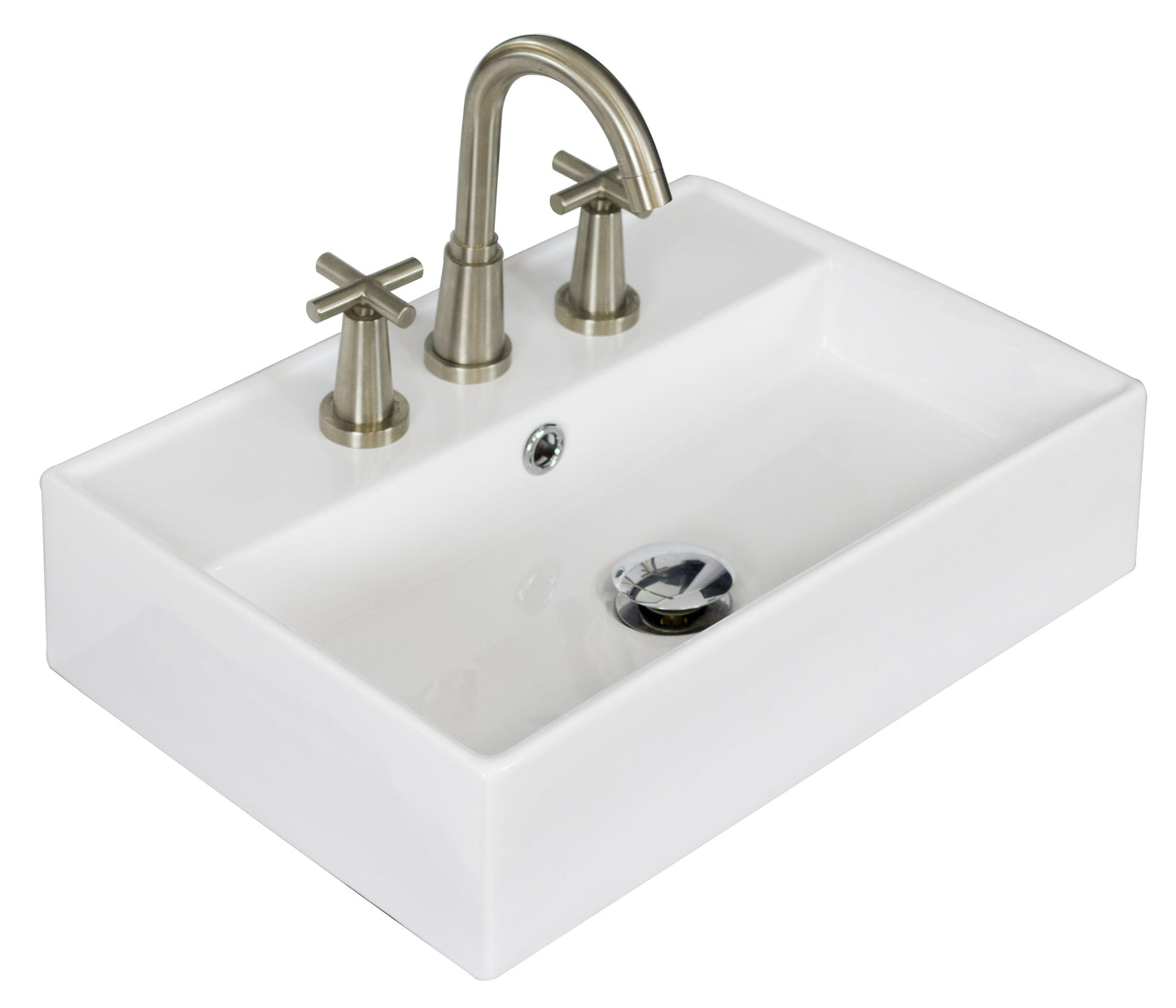 American Imaginations AI-26220 20" White Rectangular Wall Mount Modern Bathroom Vessel Sink Set