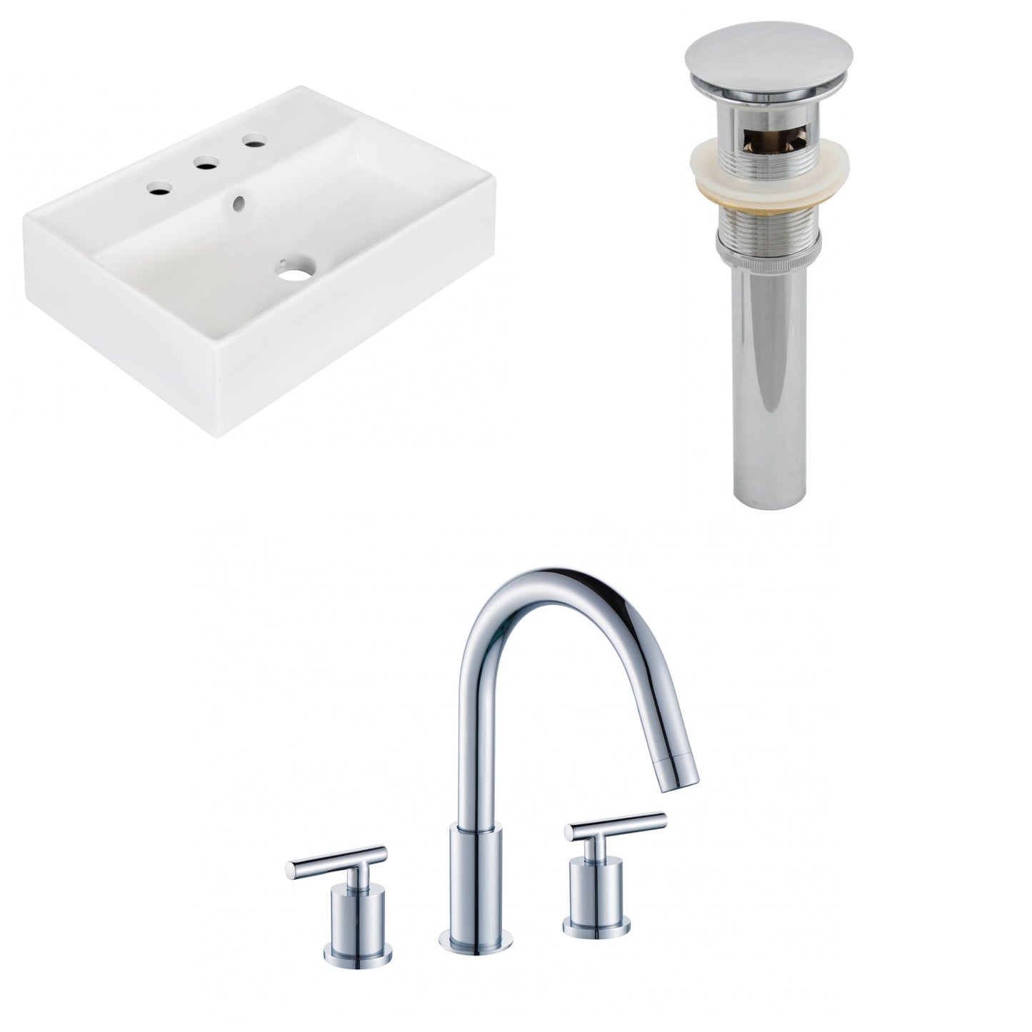 American Imaginations AI-26220 20" White Rectangular Wall Mount Modern Bathroom Vessel Sink Set