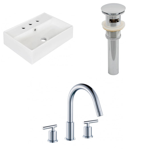 American Imaginations AI-26220 20" White Rectangular Wall Mount Modern Bathroom Vessel Sink Set