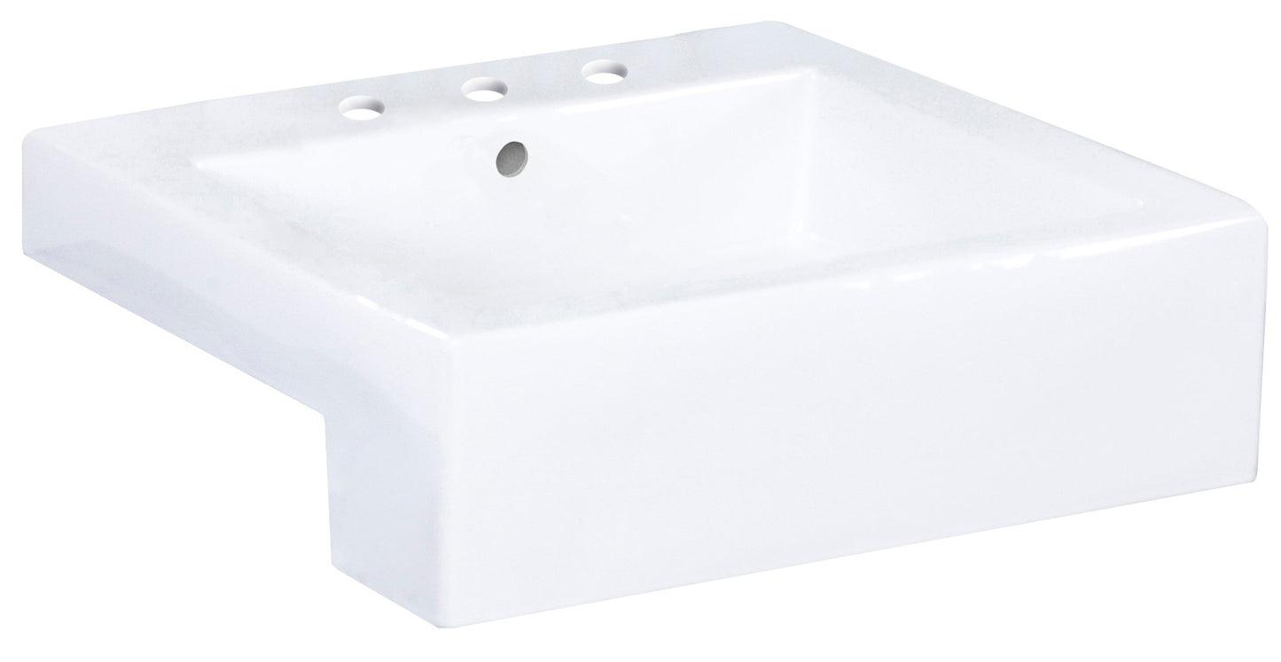American Imaginations AI-26224 20" White Rectangular Semi-Recessed Modern Bathroom Vessel Sink Set