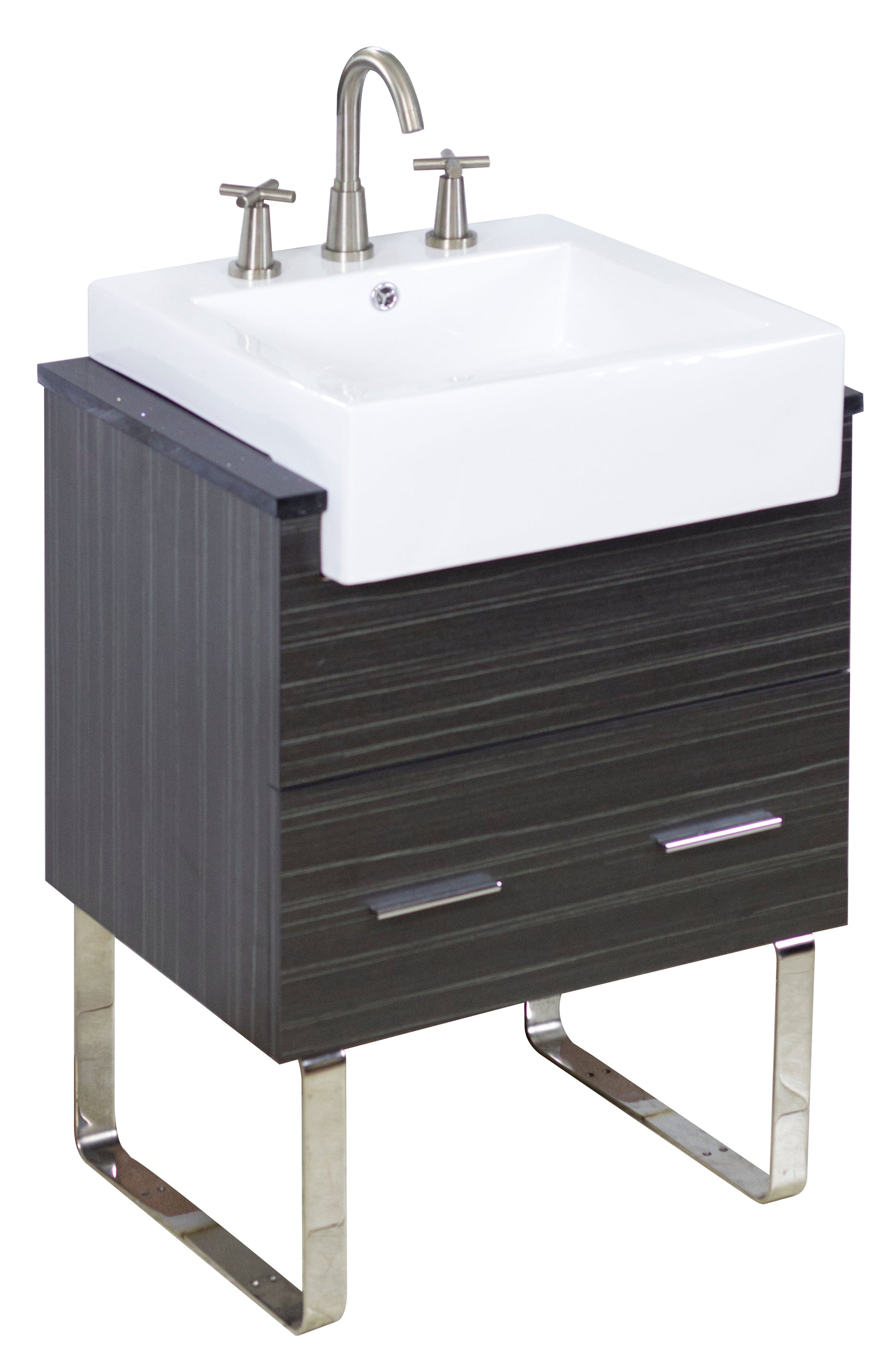 American Imaginations AI-26224 20" White Rectangular Semi-Recessed Modern Bathroom Vessel Sink Set