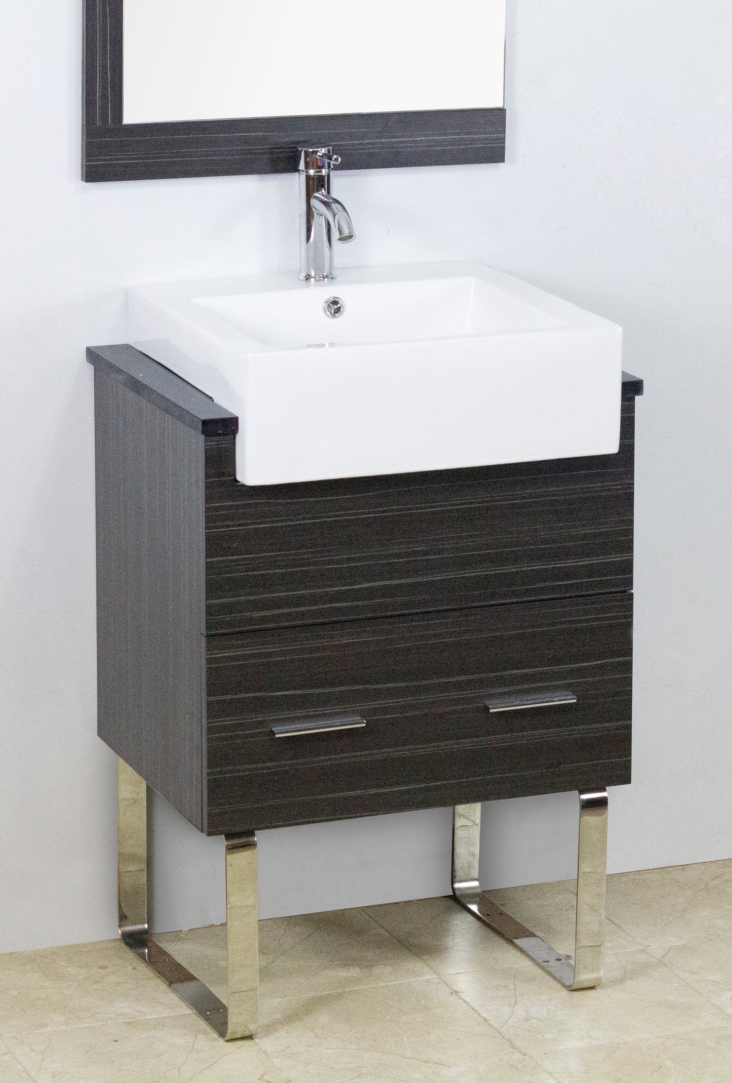 American Imaginations AI-26229 20" White Rectangular Semi-Recessed Modern Bathroom Vessel Sink Set