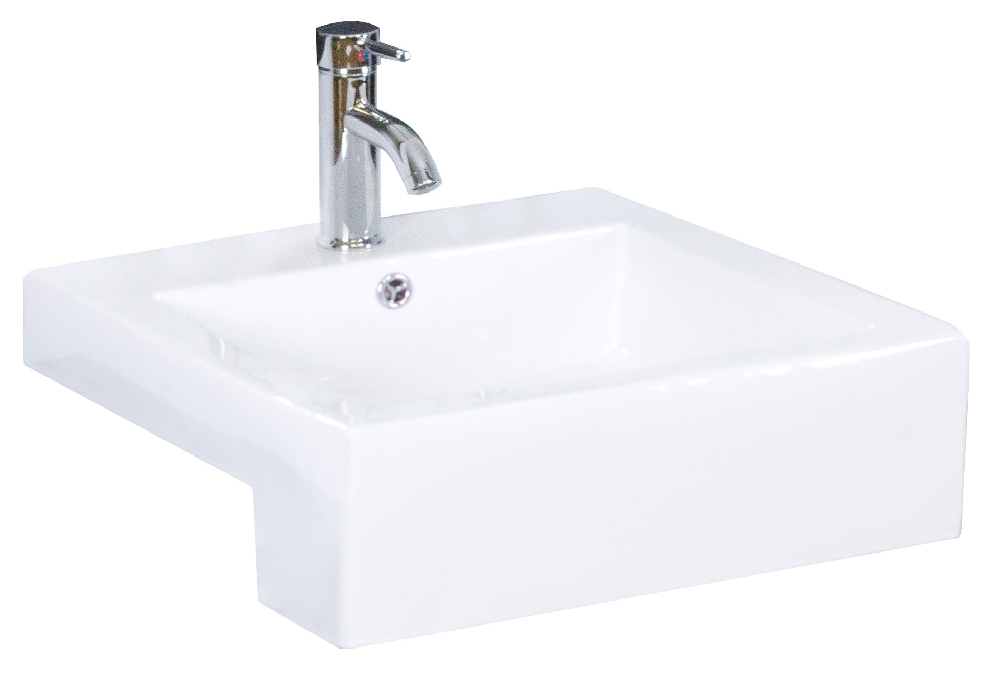 American Imaginations AI-26231 20" White Rectangular Semi-Recessed Modern Bathroom Vessel Sink Set
