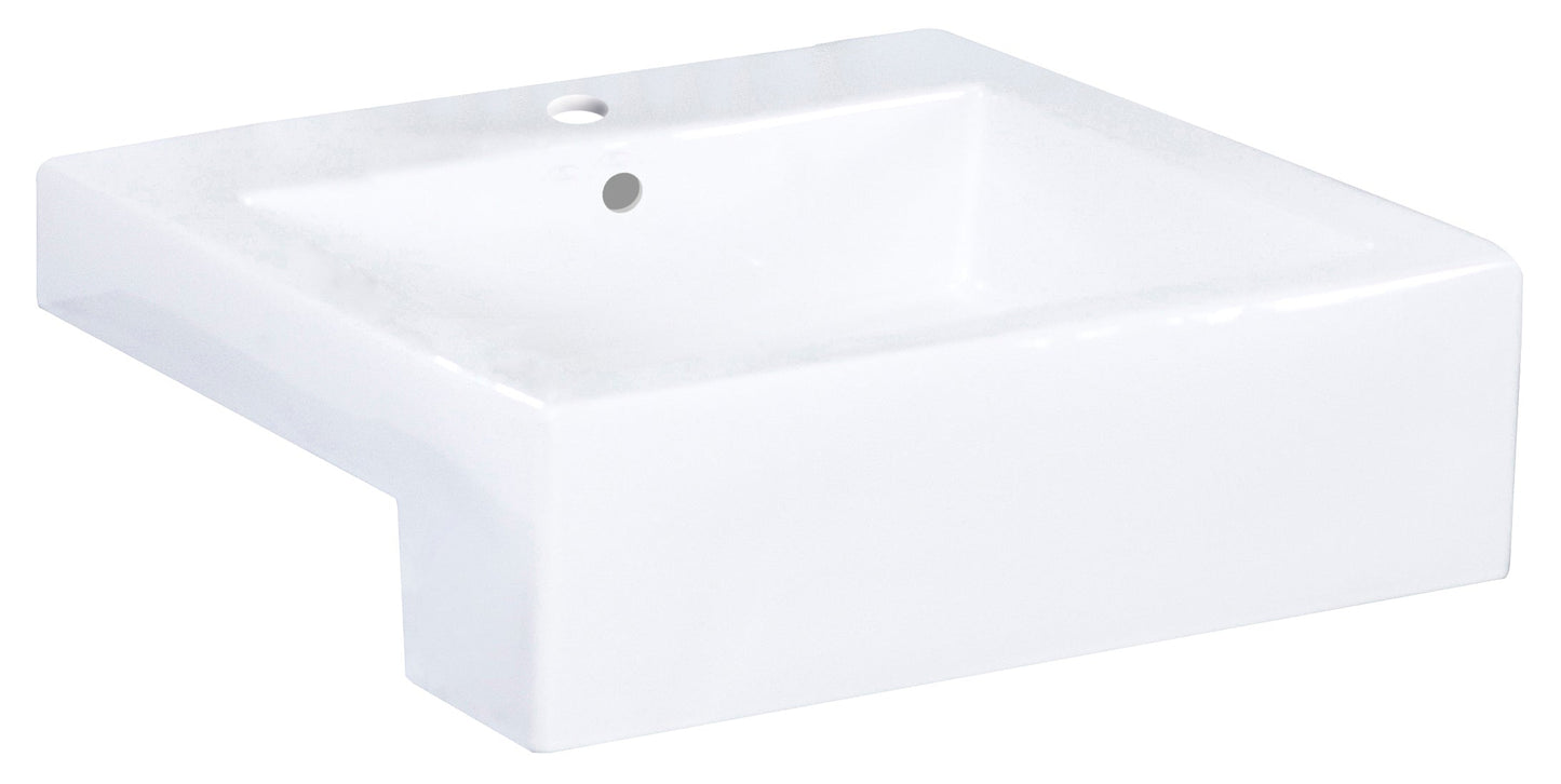 American Imaginations AI-26231 20" White Rectangular Semi-Recessed Modern Bathroom Vessel Sink Set