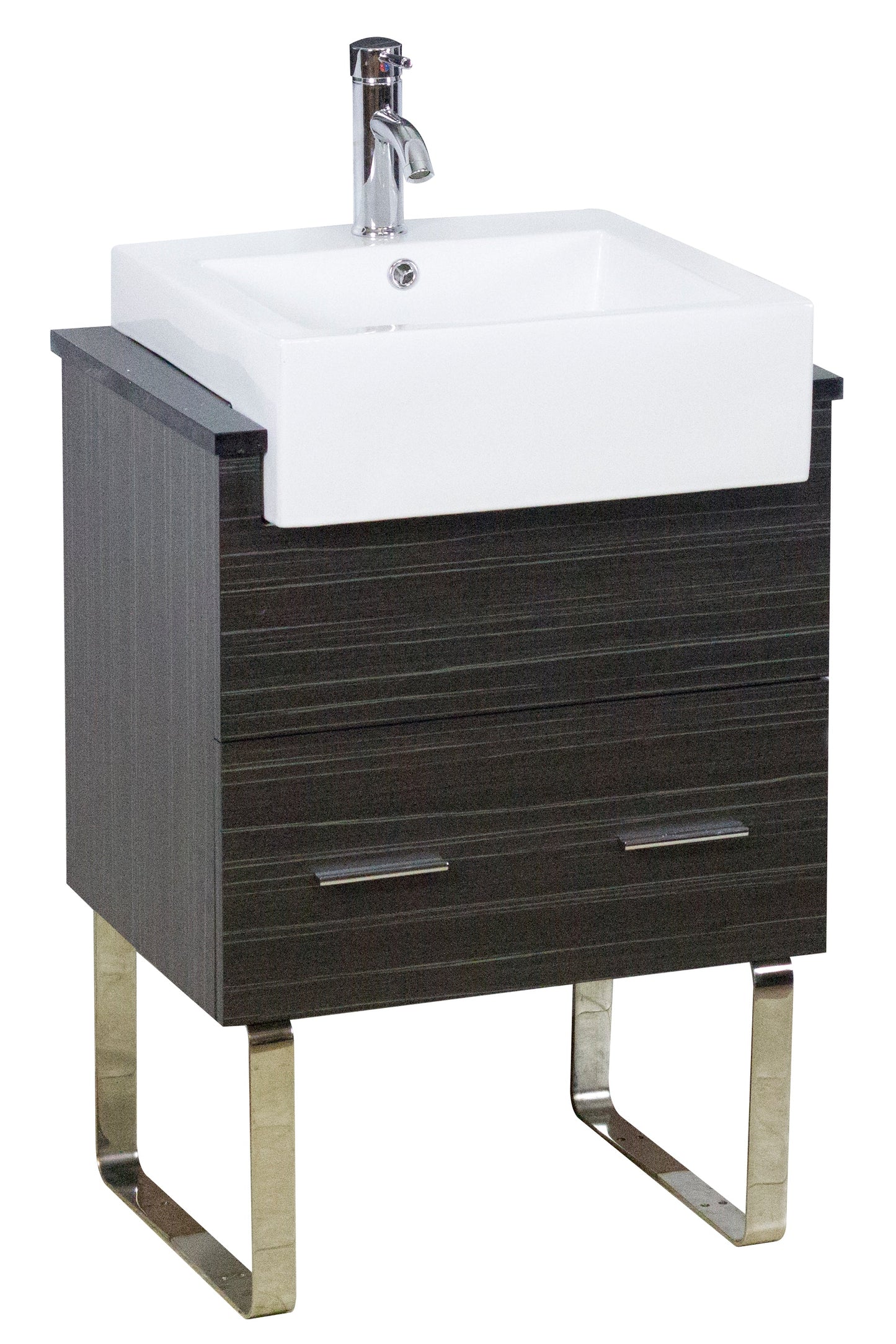 American Imaginations AI-26232 20" White Rectangular Semi-Recessed Modern Bathroom Vessel Sink Set