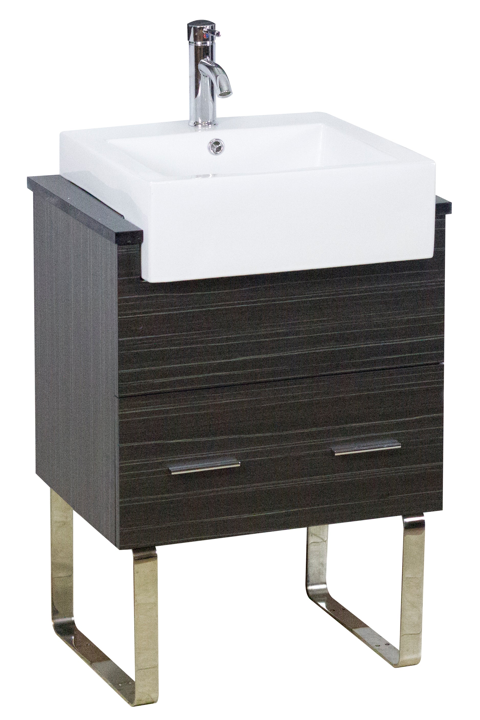American Imaginations AI-26232 20" White Rectangular Semi-Recessed Modern Bathroom Vessel Sink Set