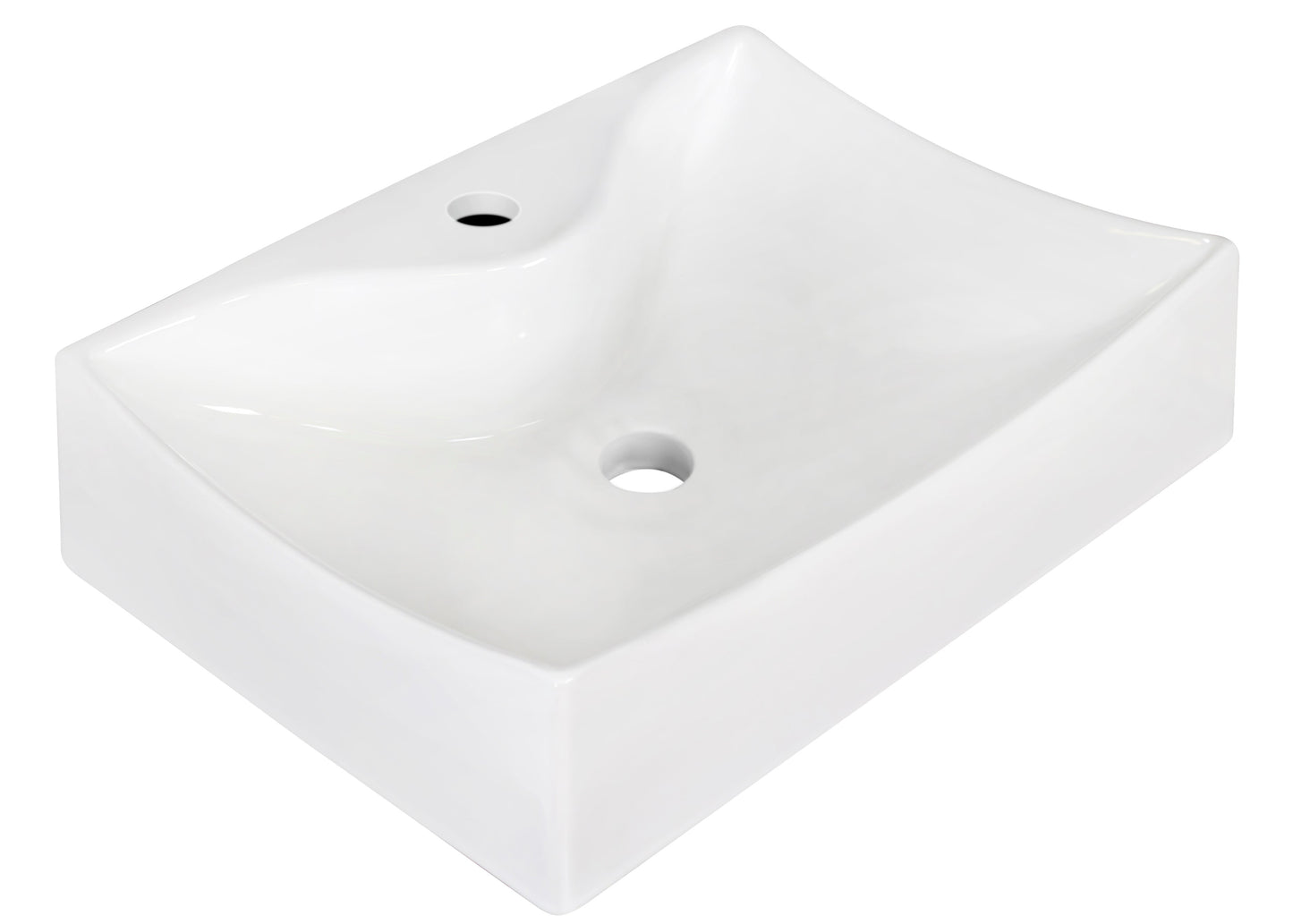 American Imaginations AI-26234 22" White Rectangular Above Counter Modern Bathroom Vessel Sink Set