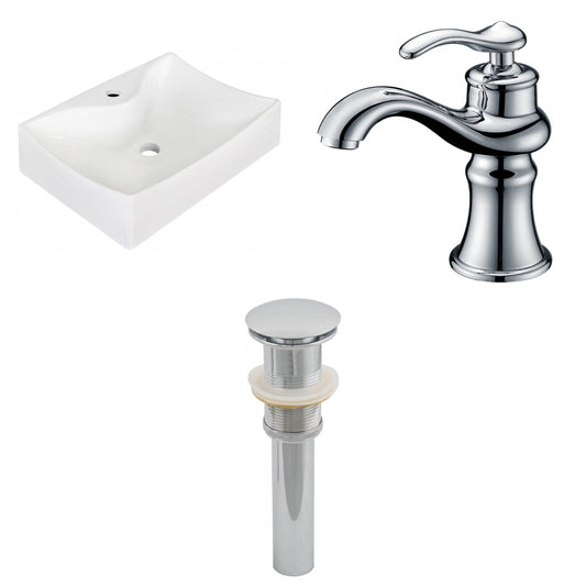 American Imaginations AI-26234 22" White Rectangular Above Counter Modern Bathroom Vessel Sink Set
