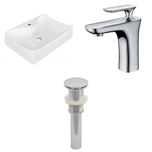 American Imaginations AI-26236 22" White Rectangular Above Counter Modern Bathroom Vessel Sink Set