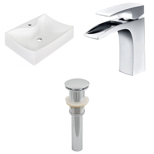 American Imaginations AI-26237 22" White Rectangular Above Counter Modern Bathroom Vessel Sink Set
