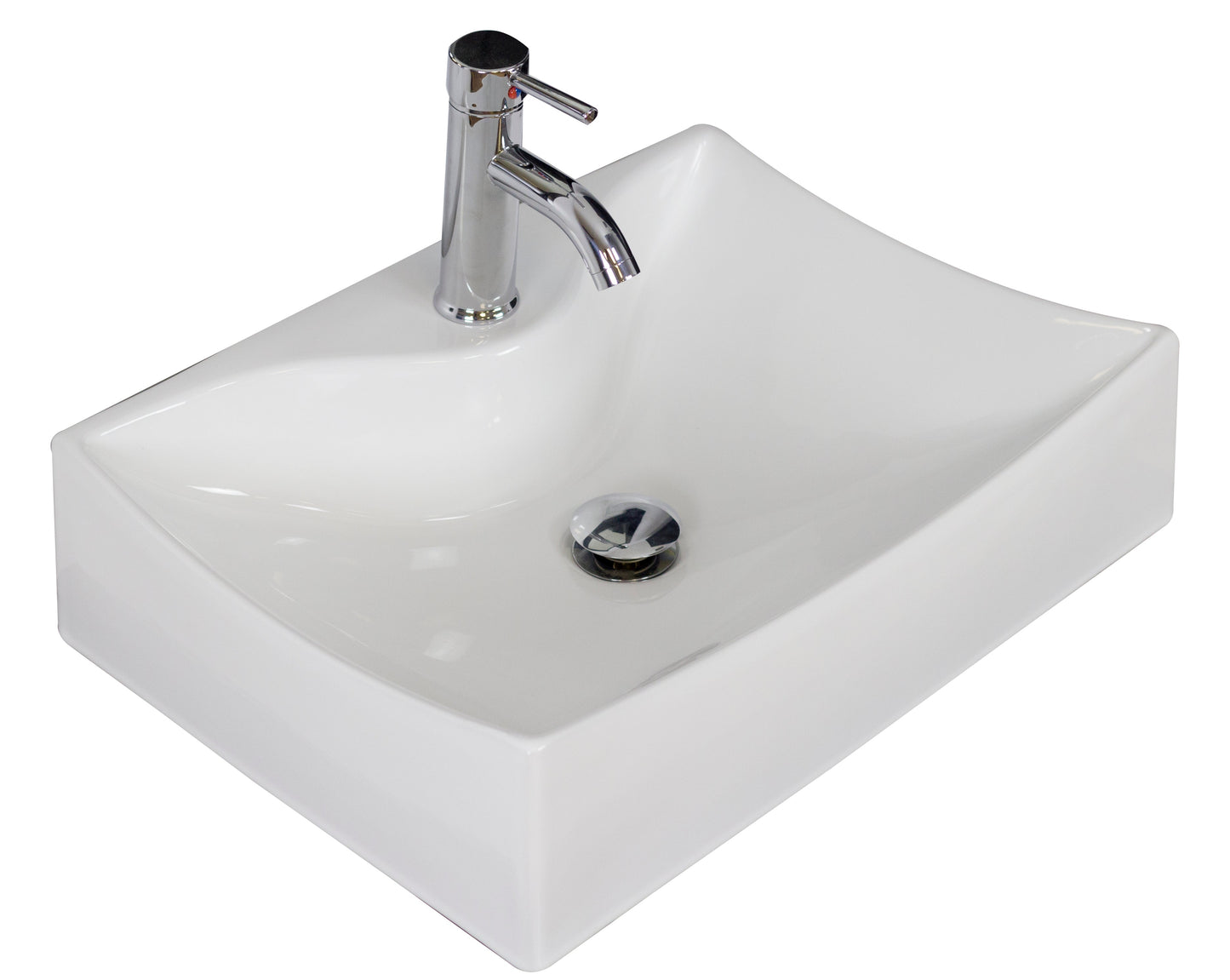 American Imaginations AI-26240 22" White Rectangular Wall Mount Modern Bathroom Vessel Sink Set