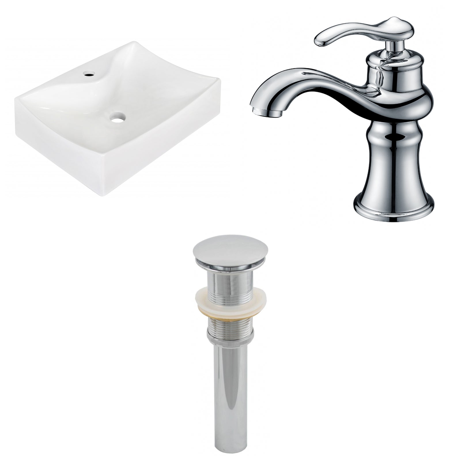 American Imaginations AI-26240 22" White Rectangular Wall Mount Modern Bathroom Vessel Sink Set