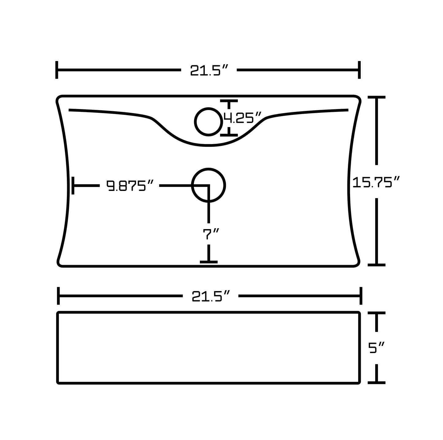 American Imaginations AI-26241 22" White Rectangular Wall Mount Modern Bathroom Vessel Sink Set